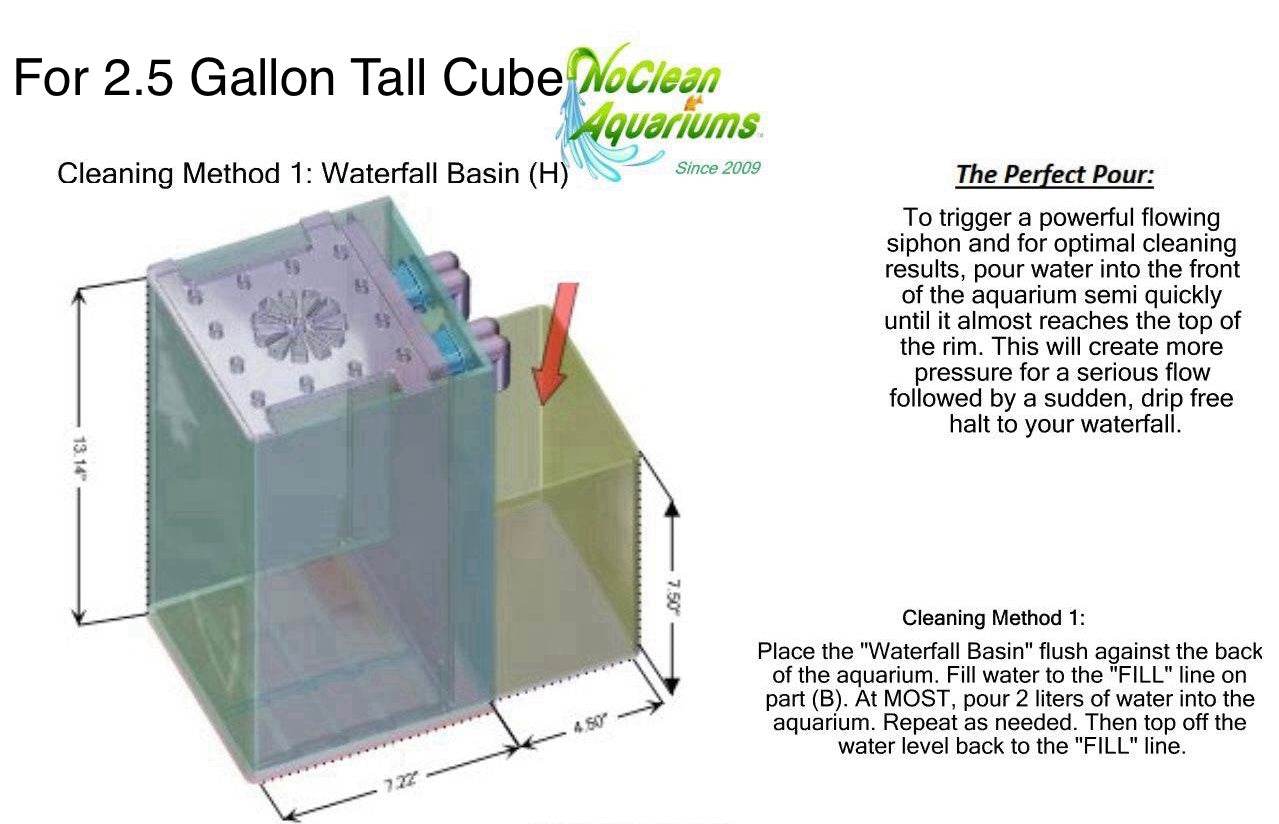 3.17 Liter Waterfall BASIN | For 3 Gallon Cube & 2.5 Gallon Tall Self-Cleaning Aquariums - NoClean Aquariums
