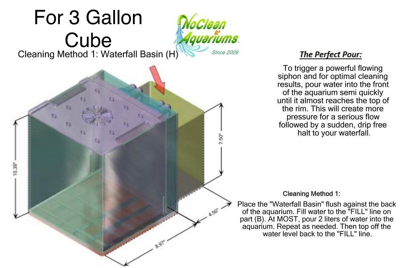 3.17 Liter Waterfall BASIN | For 3 Gallon Cube & 2.5 Gallon Tall Self-Cleaning Aquariums - NoClean Aquariums