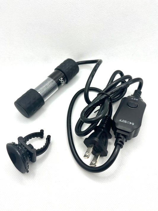 Efficient 50W Mini Aquarium Heater | Adjustable | For 5-8 Gallon Fish Tanks | Digital Display, AC Wall Plug-In - NoClean Aquariums