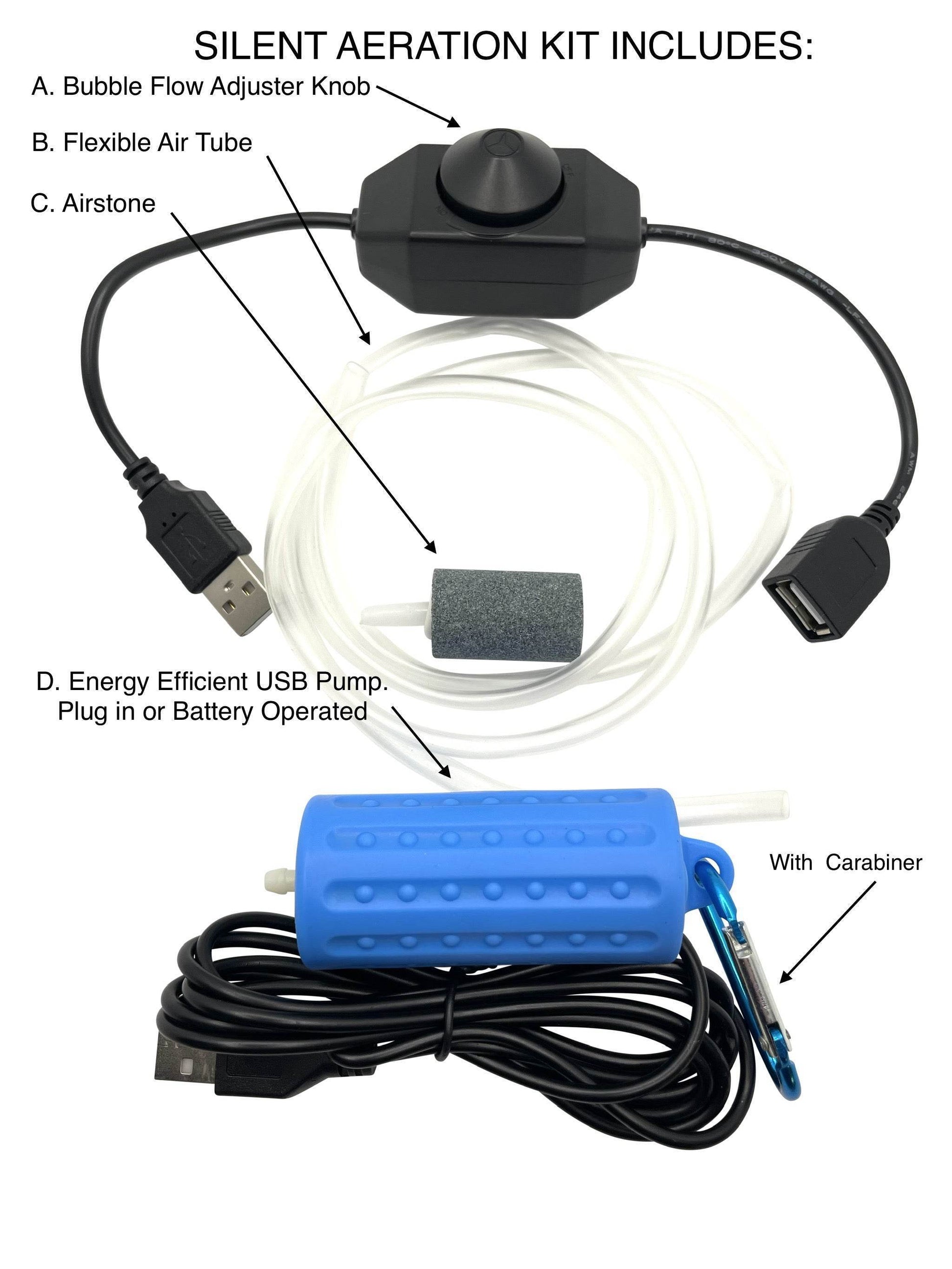 Essential Aquarium Accessory Kit 3: LED Light + Aeration Pump + 50W Heater - NoClean Aquariums