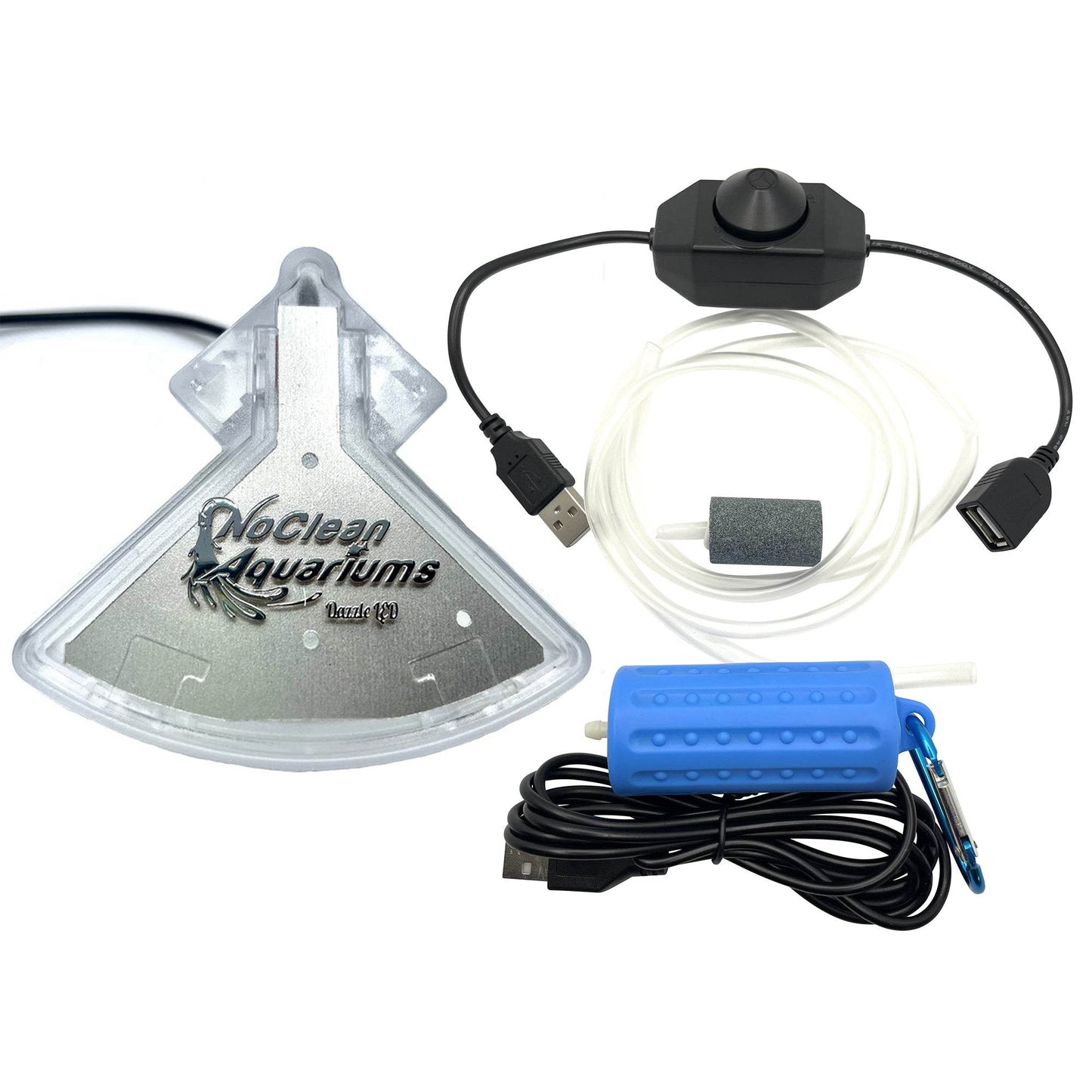 Essential Aquarium Accessory KIT 1: LED Light + Aeration Pump - NoClean Aquariums