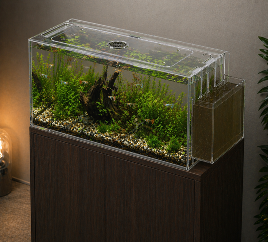 10 GALLON Self-Cleaning Aquarium Kit with Fish Tank + LID + Waterfall Basin | Easy Maintenance with Debris Removing Water Changes