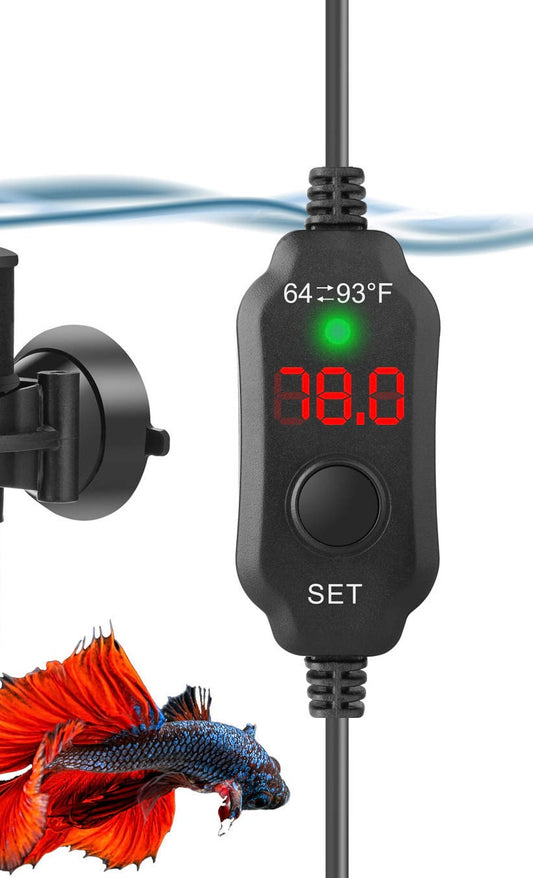 Efficient 50W Mini Aquarium Heater | Adjustable | For 5-8 Gallon Fish Tanks | Digital Display, AC Wall Plug-In
