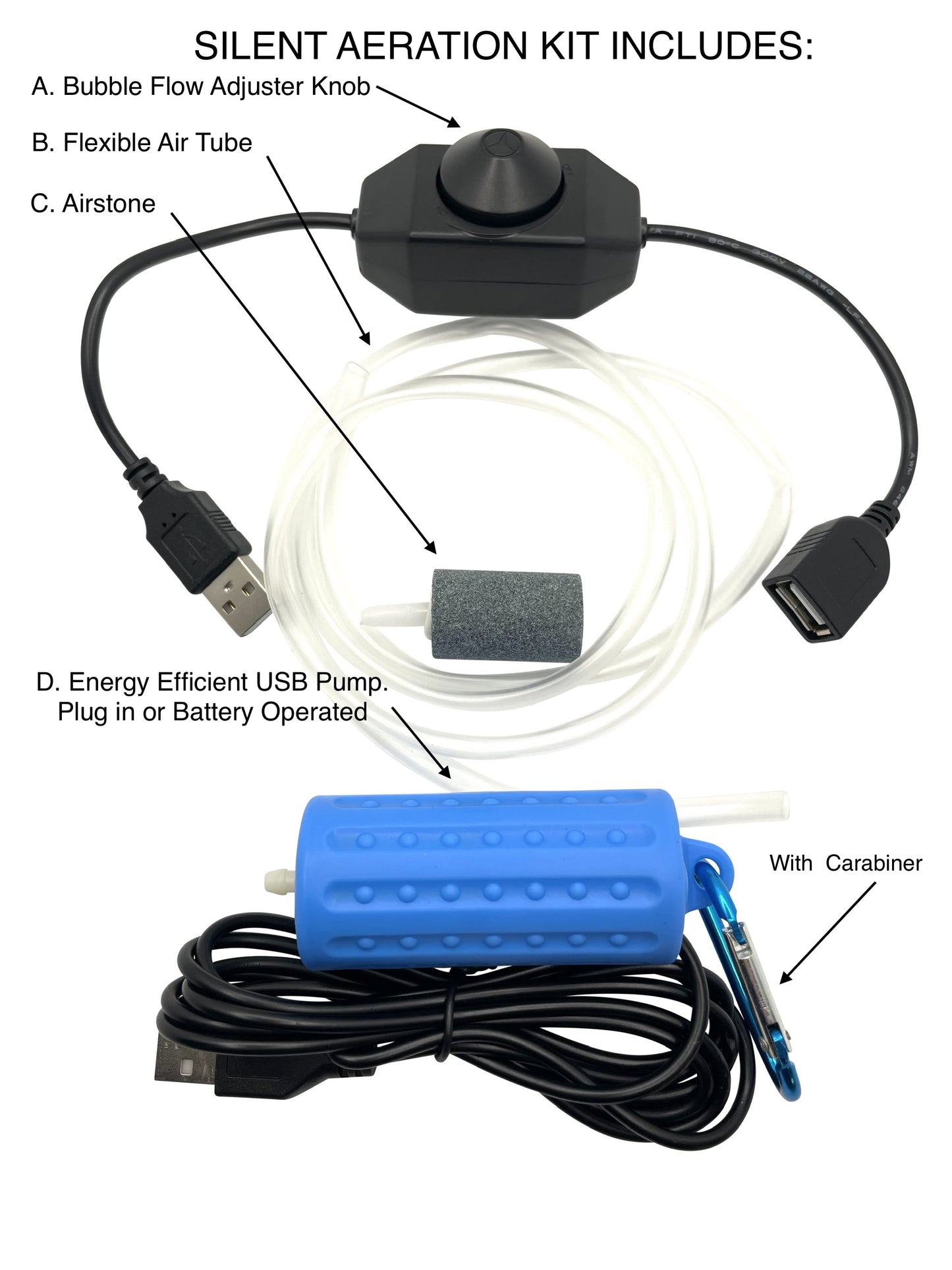 Essential Aquarium Accessory KIT 1: LED Light + Aeration Pump