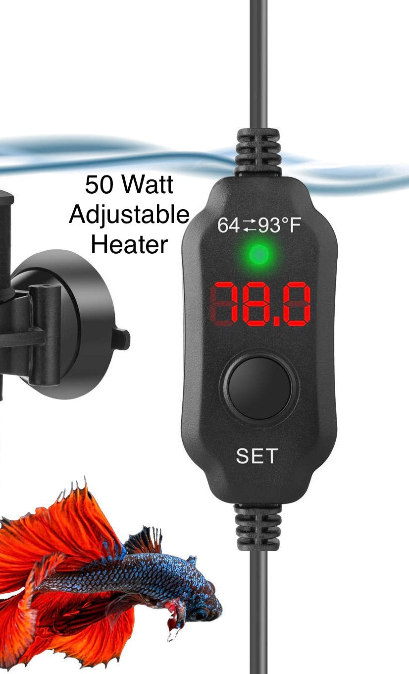 10 Gallon Accessory Kit: LED Light + Aeration Pump + 100W Heater